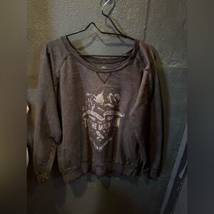 The Mountain Gray Crew Neck Sweater with Ornate Graphic
